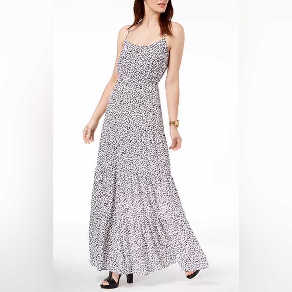 MICHAEL Michael Kors Womens Printed High Waist Maxi Dress